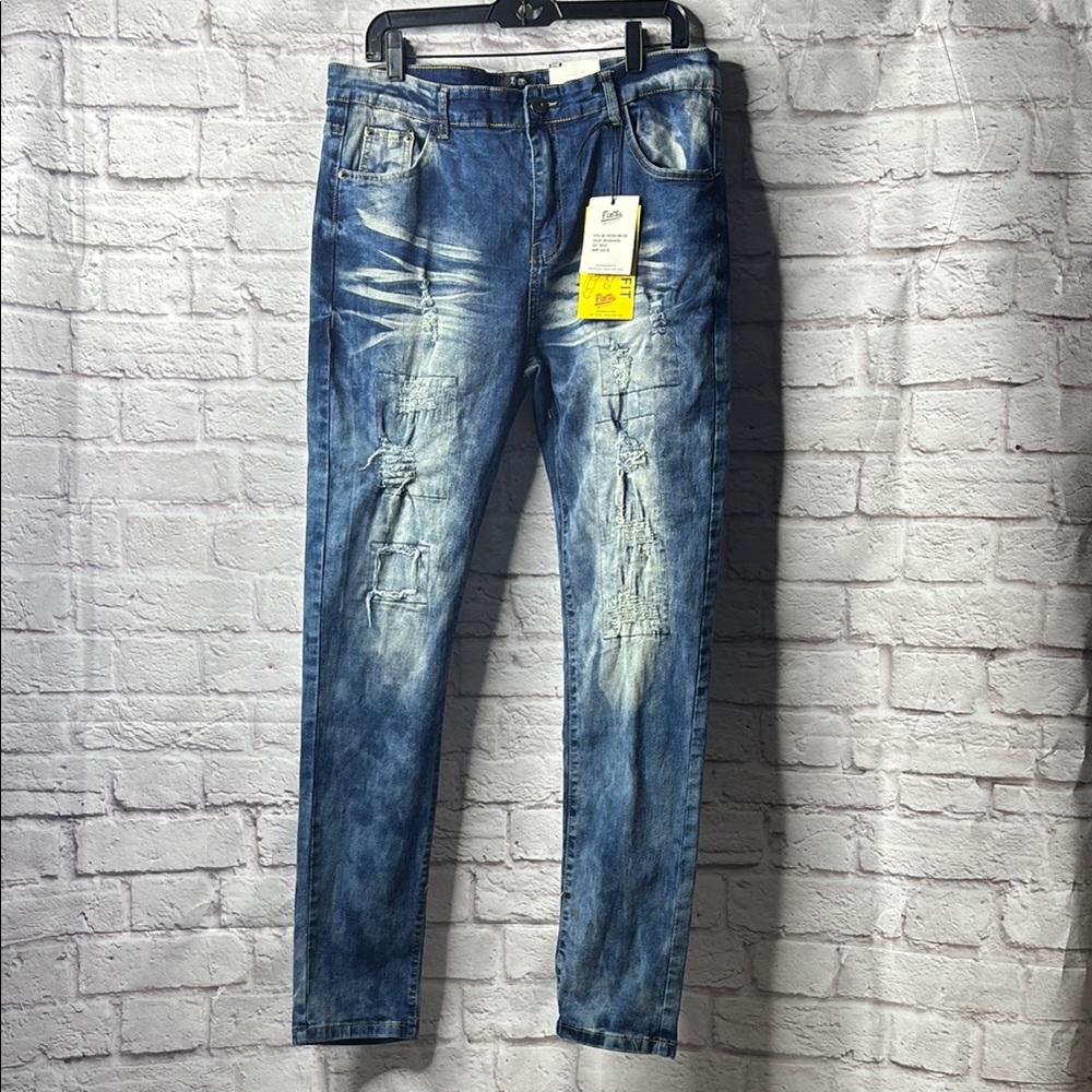 Public Supply Company Fit 36 x 32 Skinny Jeans with Faded Distressing Mens